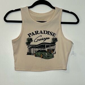 Cream Paradise Garage Tank Top